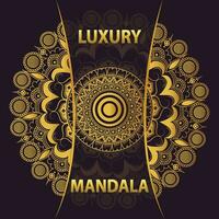 Luxury Mandala Design Template background in gold color. vector