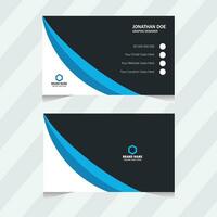 Blue and black creative business card and name card, Horizontal layout, ,horizontal simple clean template vector design.