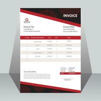 Creative modern invoice design template with red and black color. vector