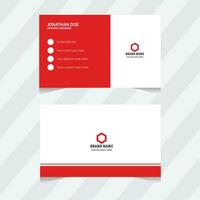 Simple red business card design template. vector