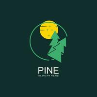 Pine logo design with sunrice idea vector