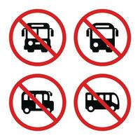 Prohibition bus symbol set vector. No bus sign symbol set vector