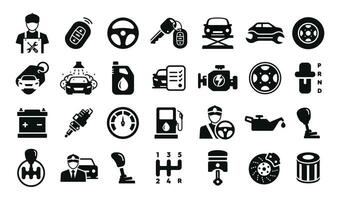 Automotive icon set vector isolated on white background. Car service icon set