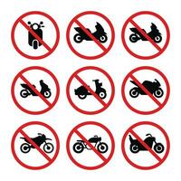 Prohibition motorcycle symbol set vector. No motorcycle sign symbol set vector