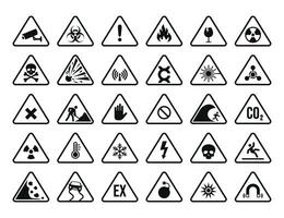 Warning hazard symbol set vector illustration