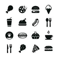 Food and drink icon set isolated on white background vector