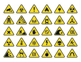 Warning hazard symbol set vector illustration