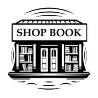 tienda libro scetch estilo negro blanco color vector