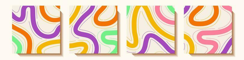 Abstract line color cute style set vector