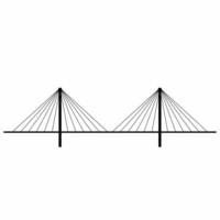 Cable stayed bridge silhouette vector. City bridge silhouette can be used as icon, symbol or sign. Cable stayed bridge icon vector for design of architecture, highway or city