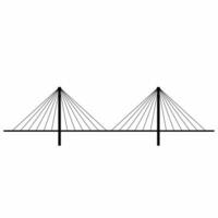 Cable stayed bridge silhouette vector. City bridge silhouette can be used as icon, symbol or sign. Cable stayed bridge icon vector for design of architecture, highway or city