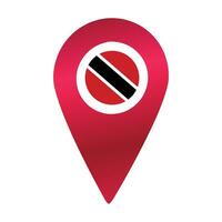 Destination pin icon with Trinidad and Tobago flag.Location red map marker vector