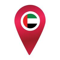 Destination pin icon with UAE flag.Location red map marker vector