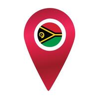 Destination pin icon with Vanuatu flag.Location red map marker vector