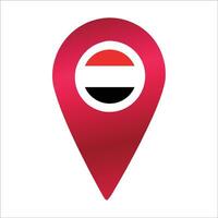 Destination pin icon with Yemen flag.Location red map marker vector