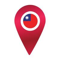 Destination pin icon with Taiwan flag.Location red map marker vector