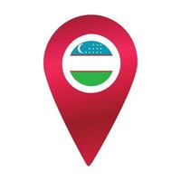 Destination pin icon with Uzbekistan flag.Location red map marker vector