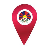 Destination pin icon with Tibet flag.Location red map marker vector