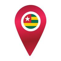 Destination pin icon with Togo flag.Location red map marker vector