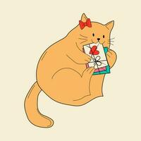 Cute cat with valentines decorations. Vector illustration.