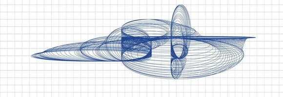 Drawings by hand in a notebook. Blue ink strokes vector