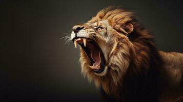 AI generated Lion Roaring Isolated on the Minimalist Background photo