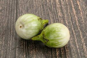 Raw green round eggplant vegetable photo