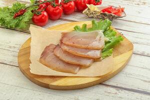 Sliced salted marlin fish carpaccio photo