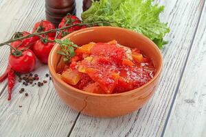 Hungarian lecho with tomato and paprika photo