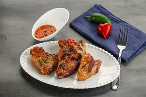 Buffalo grilled chicken wings barbecue photo