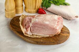 Raw uncooked pork meat loin photo