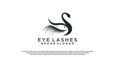 Beauty lashes logo with swan concept idea vector