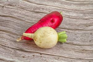 Fresh vegetable - daikon for vegan cuisine photo