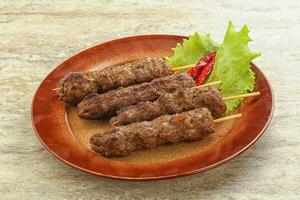 Beef kebab skewer minced meat photo