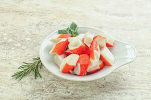 Crab meat surimi in the bowl photo