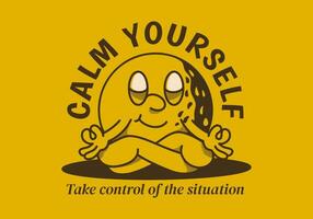 Calm yourself, take control of the situation. Mascot character of golf ball in meditation pose vector