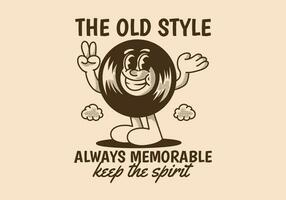 The old style always memorable. Character illustration of vinyl with happy expression vector