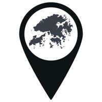 Black Pointer or pin location with Hong Kong map inside. Map of Hong Kong vector