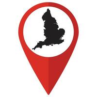 rojo puntero o alfiler ubicación con Inglaterra mapa adentro. mapa de Inglaterra vector