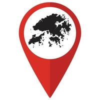 Red Pointer or pin location with Hong Kong map inside. Map of Hong Kong vector