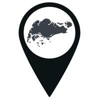 Black Pointer or pin location with Singapore map inside. Map of Singapore vector