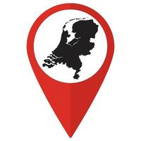 Red Pointer or pin location with Netherlands map inside. Map of Netherlands vector