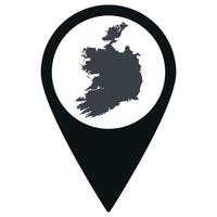 Black Pointer or pin location with Ireland map inside. Map of Ireland vector