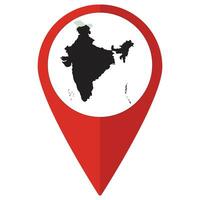 Red Pointer or pin location with India map inside. Map of India vector