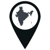 Black Pointer or pin location with India map inside. Map of India vector