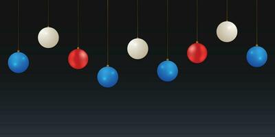 Merry Christmas banner with black background and ball design vector