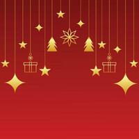 social media post design for Merry Christmas background with golden stars and gift box and golden balls with tree vector