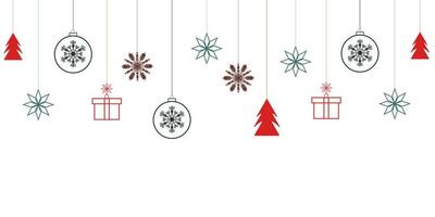 Merry Christmas banner background snowflake with balls and box vector