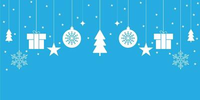 Merry Christmas banner with white balls and free with stars and boxes vector