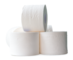 Tissue paper rolls in stack isolated with clipping path and shadow in png file format